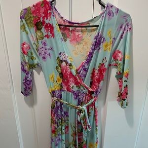 Bonk blush blue and floral maternity/nursing dress